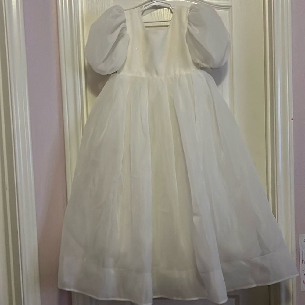 Long white flower girl dress